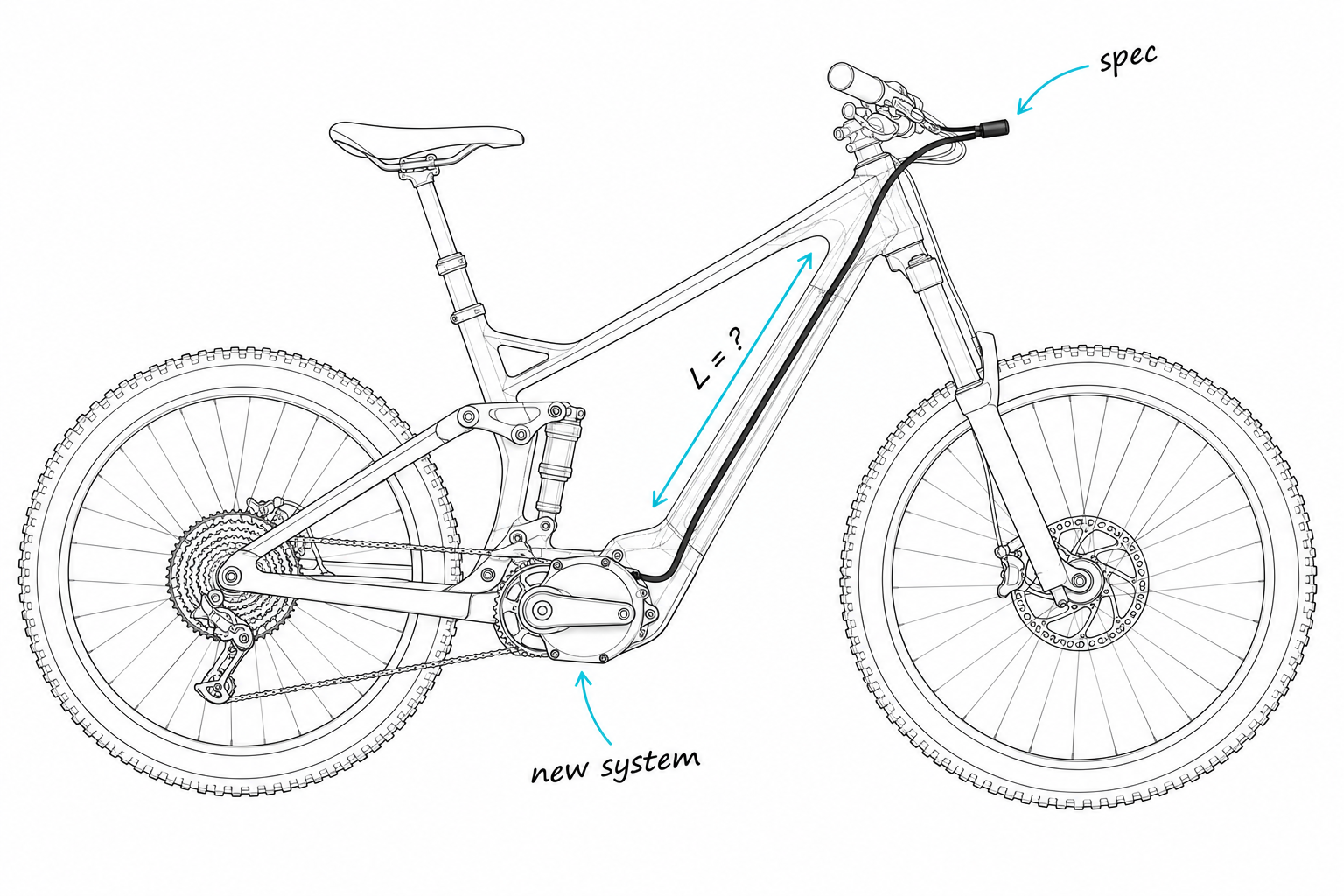 E-bike frame with a new drive system and individually routed cable